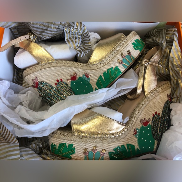 NIB 10 Kate Spade Dallas Glitter Cactus Platform Wedge - Picture 6 of 6